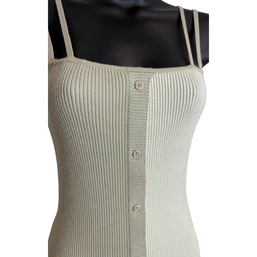 Ramona Womens Small Ribbed Bodycon Knit Dress Size Small Green Spaghetti Strap - Picture 3 of 9